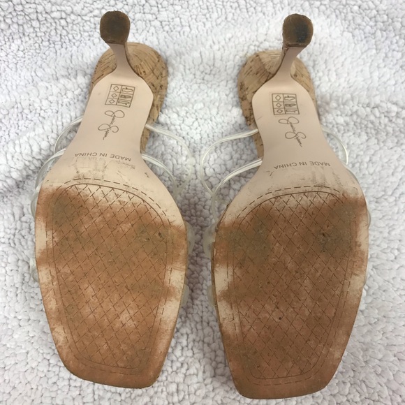 Jessica Simpson cork heels mules transparent upper - Picture 10 of 15